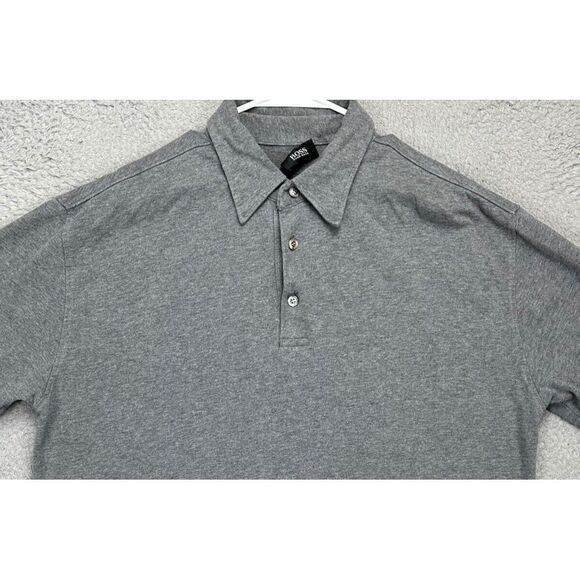 Boss Hugo Boss Shirt Adult XL Grey Long Sleeve Polo Casual 100% Cotton Rugby Men